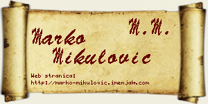 Marko Mikulović vizit kartica